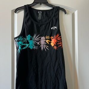 Billabong Black Tank Top with Multicolor Tropical Print